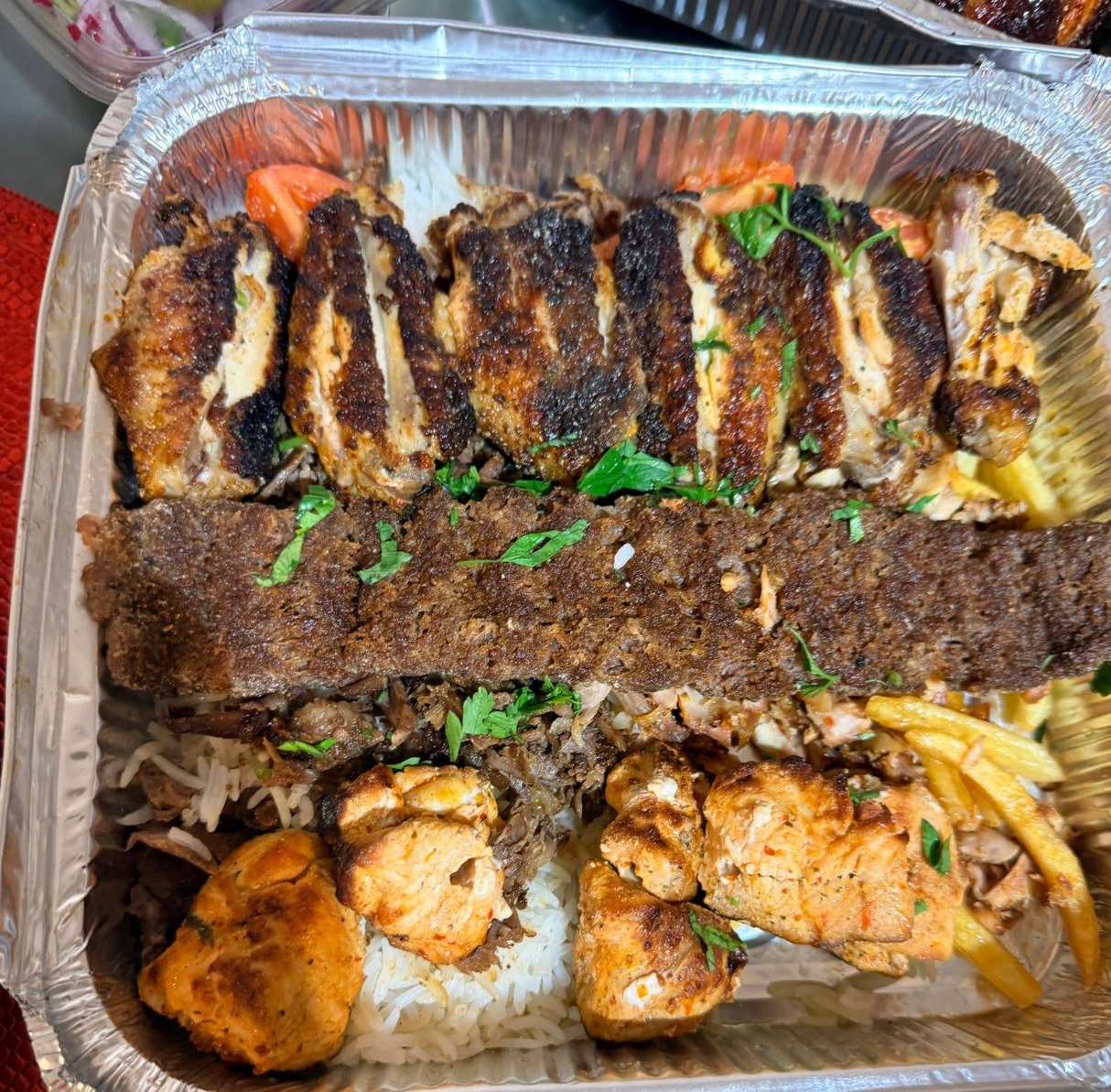 Sheesh Kebab Served at Shawarma Palace Restaurant in Birmingham